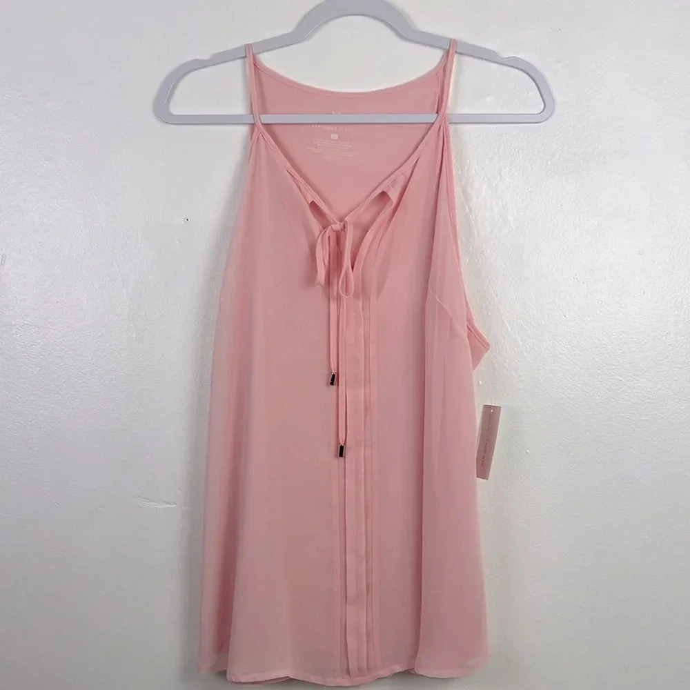 New York & Company‎ Women’s L Pink Tie V-Neck Sleeveless Top